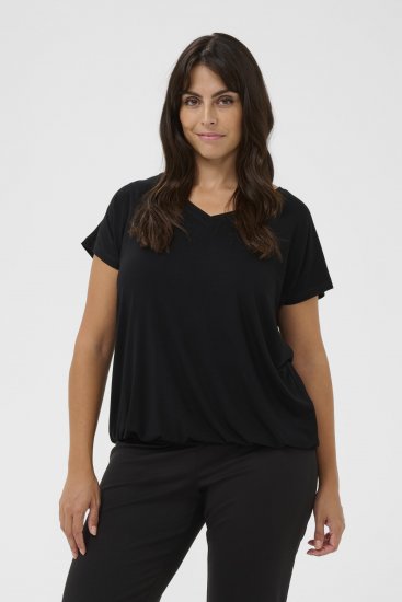 Kaffe Curve Jena V-Neck Majica Globoko črna - Majice - 