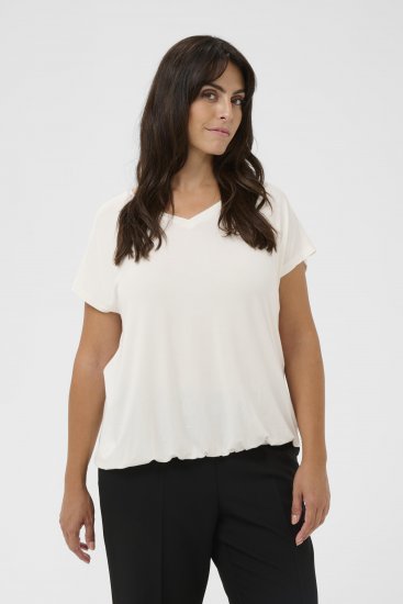 Kaffe Curve Jena V-Neck Majica Chalk - Majice - 