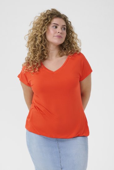 Kaffe Curve Jena V-Neck T-Shirt Grenadine Red - Majice - 