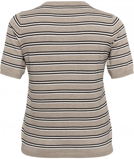 Kaffe Curve Lizzy Črtast pulover Bež/Črna - Natisnjene majice za ženske - 