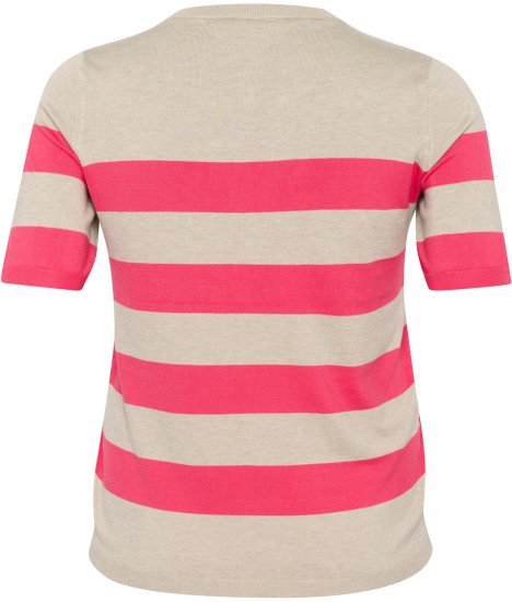 Kaffe Curve Lizzy Črtast pulover Bež/Malinasta - Natisnjene majice za ženske - 