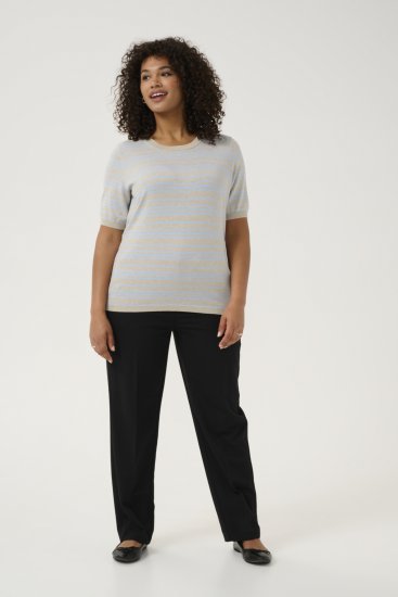 Kaffe Curve Lizzy Črtast pulover Bež/Nežno modra - Natisnjene majice za ženske - 