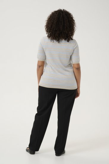 Kaffe Curve Lizzy Črtast pulover Bež/Nežno modra - Natisnjene majice za ženske - 