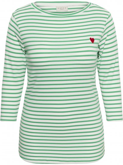 Kaffe Curve Lia Boatneck 3/4 T-Shirt Chalk/Bright Green - Majice & Topi - 