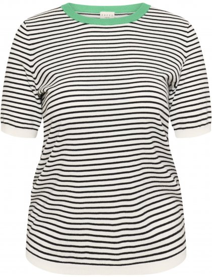 Kaffe Curve Lizzy Knit T-Shirt Chalk/Black Fine Stripe - Majice - 