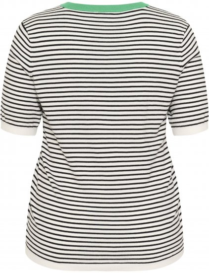 Kaffe Curve Lizzy Knit T-Shirt Chalk/Black Fine Stripe - Majice - 