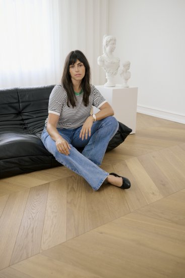 Kaffe Curve Lizzy Knit T-Shirt Chalk/Black Fine Stripe - Majice - 