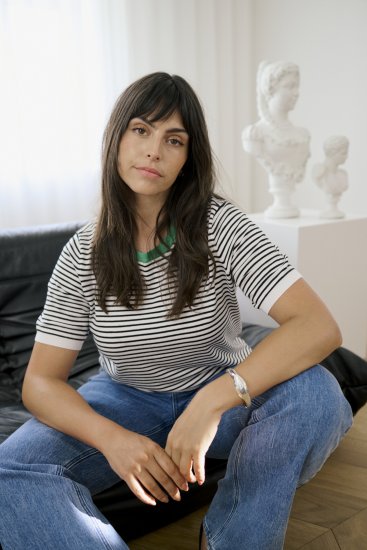 Kaffe Curve Lizzy Knit T-Shirt Chalk/Black Fine Stripe - Majice - 