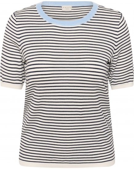 Kaffe Curve Lizzy Knit T-Shirt Chalk/Midnight Fine Stripe - Majice - 