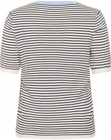 Kaffe Curve Lizzy Knit T-Shirt Chalk/Midnight Fine Stripe - Majice - 