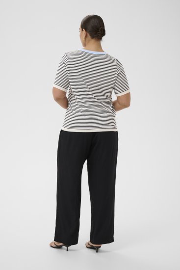 Kaffe Curve Lizzy Knit T-Shirt Chalk/Midnight Fine Stripe - Majice - 