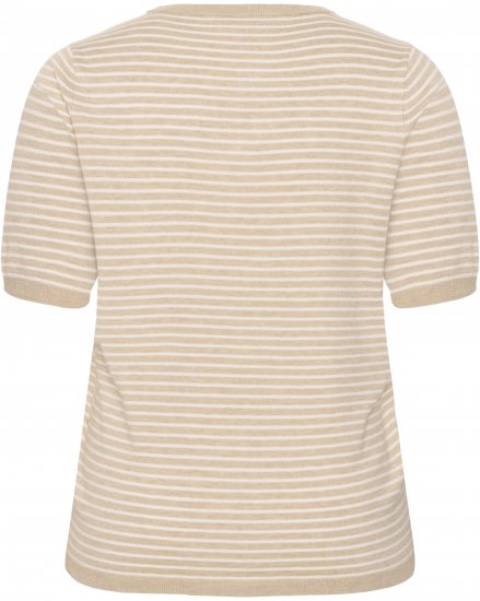 Kaffe Curve Lizzy Knit T-Shirt Feather Melange/Chalk Fine Stripe - Majice - 