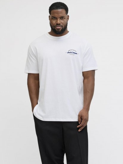 Jack & Jones Brandon T-Shirt White - Kratke Majice - Moške kratke majice za močnejše postave