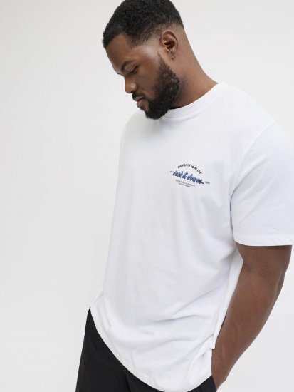 Jack & Jones Brandon T-Shirt White - Kratke Majice - Moške kratke majice za močnejše postave
