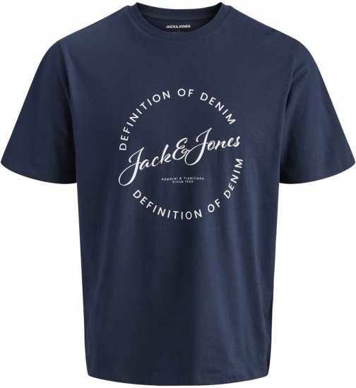 Jack & Jones Grayson Majica Mornarsko Modra - Kratke Majice - Moške kratke majice za močnejše postave
