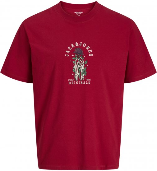 Jack & Jones Catskills Majica Rdeča - Kratke Majice - Moške kratke majice za močnejše postave