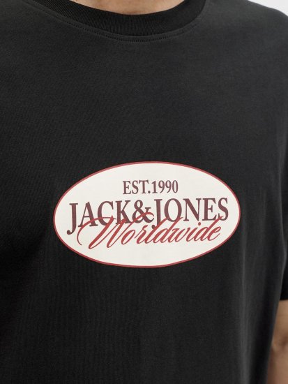 Jack & Jones Catskills Worldwide Majica Črna - Kratke Majice - Moške kratke majice za močnejše postave