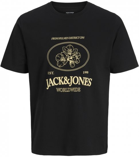 Jack & Jones Nantucket Majica Črna - Kratke Majice - Moške kratke majice za močnejše postave