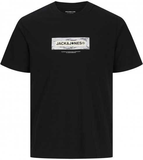 Jack & Jones Breeze Branded T-Shirt Black - Kratke Majice - Moške kratke majice za močnejše postave
