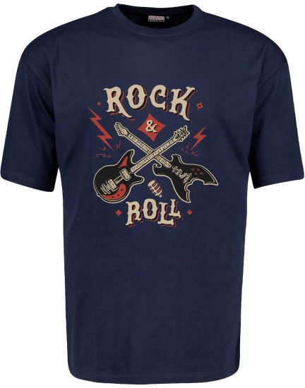 Adamo Rock and Roll Comfort Fit T-Shirt Navy - Majice s potiskom - 