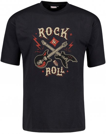 Adamo Rock and Roll Comfort Fit T-Shirt Black - Majice s potiskom - 