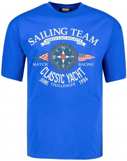 Adamo Motivshirt Sailing Comfort Fit Royal Blue - Kratke Majice - Moške kratke majice za močnejše postave