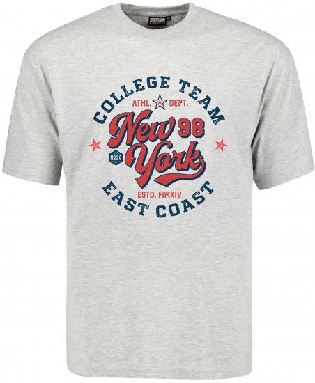Adamo Motivshirt Comfort Fit College Grey - Kratke Majice - Moške kratke majice za močnejše postave