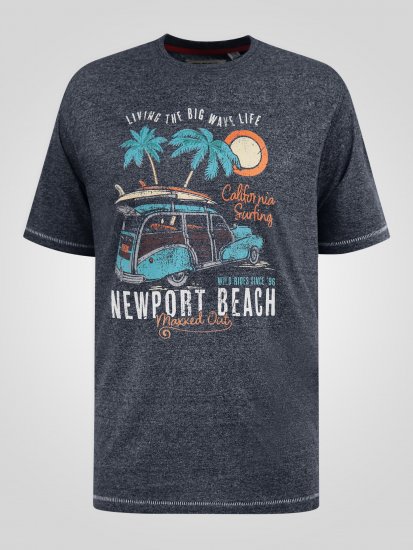 D555 Moyles Newport Beach Woody Car Printed T-Shirt Navy Twist - Majice s potiskom - 