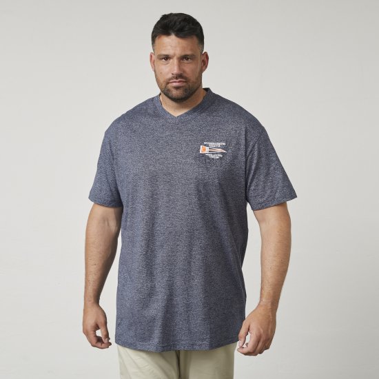 North Latitude 61124 Črtasta Majica Mornarsko Modra - Kratke Majice - Moške kratke majice za močnejše postave