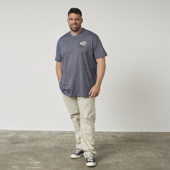 North Latitude 61124 Črtasta Majica Mornarsko Modra - Kratke Majice - Moške kratke majice za močnejše postave