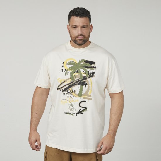North Latitude 61360 Palm Printed T-Shirt Off White - Majice s potiskom - 