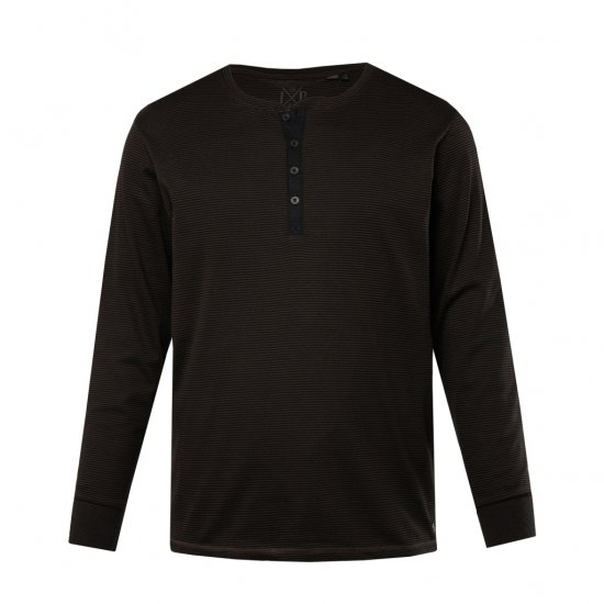 JP1880 T-Shirt Henley Long Sleeve Striped Brown TALL - MOŠKA OBLAČILA MT-6XLT - DALJŠI kroji