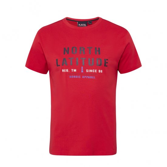 North Latitude Logo T-Shirt Red - Kratke Majice - Moške kratke majice za močnejše postave