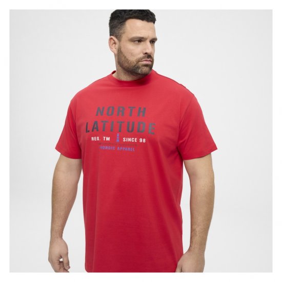 North Latitude Logo T-Shirt Red - Kratke Majice - Moške kratke majice za močnejše postave