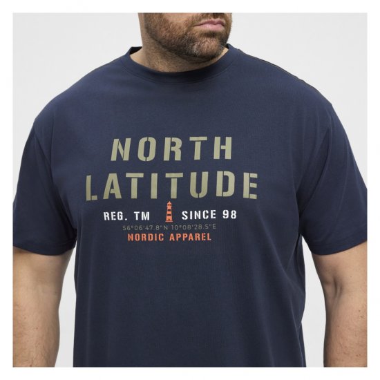 North Latitude Logo T-Shirt Navy - Kratke Majice - Moške kratke majice za močnejše postave