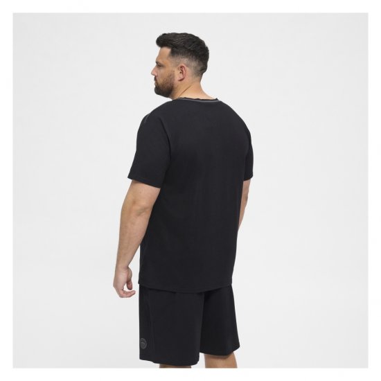North Latitude Pyjama T-Shirt V-Neck Short Sleeve Black - Pižame/Oblačila za spanje - Moške Pižame za močnejše postave