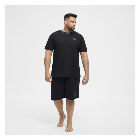 North Latitude Pyjama T-Shirt V-Neck Short Sleeve Black - Pižame/Oblačila za spanje - Moške Pižame za močnejše postave