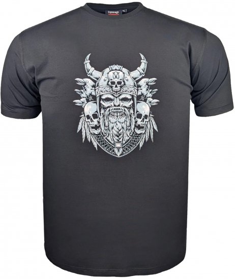 Espionage T441 Viking Skull Print T-Shirt Black - Majice s potiskom - 