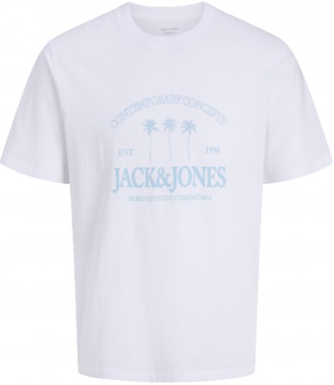 Jack & Jones Nantucket Majica Bela - Kratke Majice - Moške kratke majice za močnejše postave