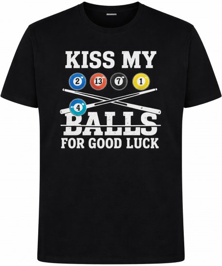 Espionage T436 Good Luck Kiss Printed T-Shirt Black - Kratke Majice - Moške kratke majice za močnejše postave