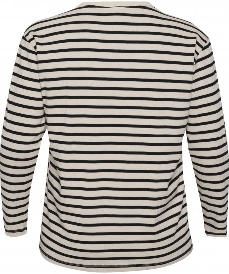 Kaffe Curve Winni Dolgimi rokavi Majica Antično bela/Črna črta - Majice - 