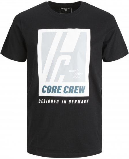 Jack & Jones Spring Logo T-Shirt Black - Kratke Majice - Moške kratke majice za močnejše postave