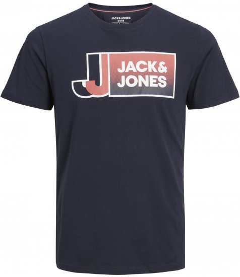 Jack & Jones Logan T-Shirt Navy - Kratke Majice - Moške kratke majice za močnejše postave