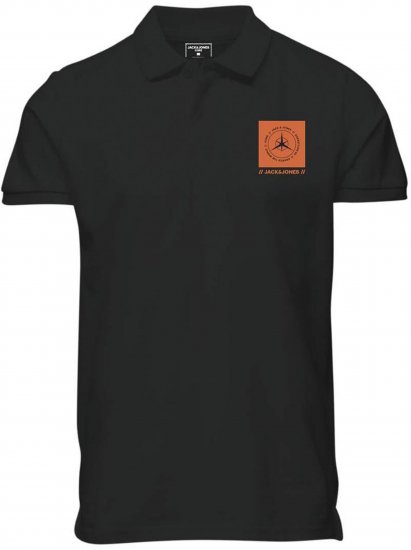 Jack & Jones Conrad Polo Short Sleeve Black - Polo majice - Moške Polo Majice za Močnejše Postave