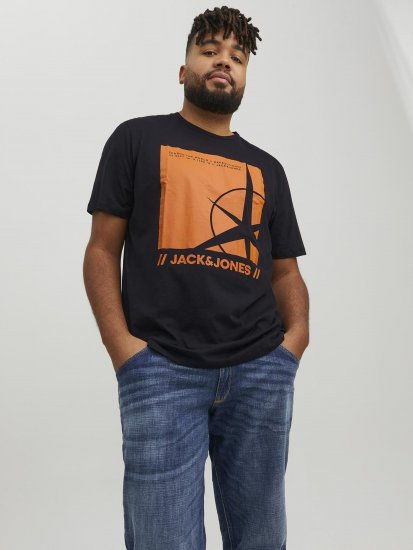 Jack & Jones Conrad T-Shirt Black - Kratke Majice - Moške kratke majice za močnejše postave