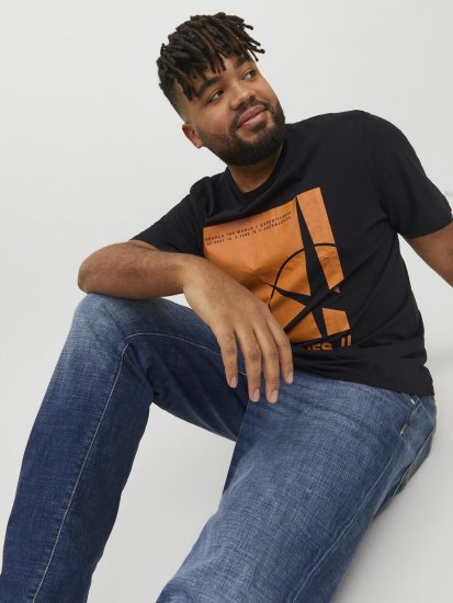Jack & Jones Conrad T-Shirt Black - Kratke Majice - Moške kratke majice za močnejše postave