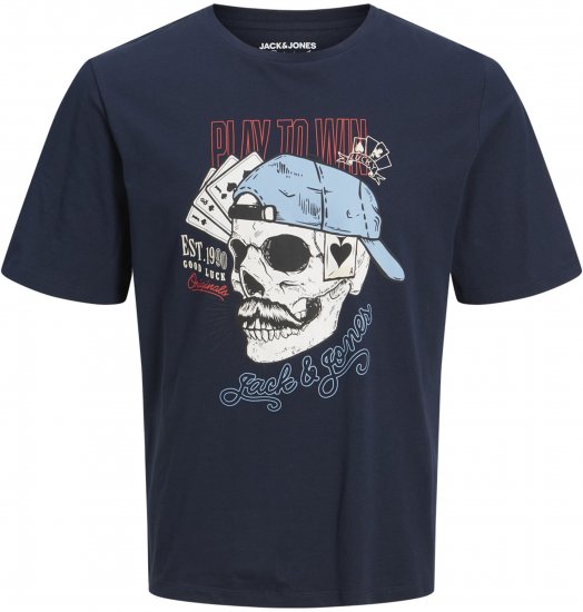 Jack & Jones Roxbury T-Shirt Navy - Kratke Majice - Moške kratke majice za močnejše postave