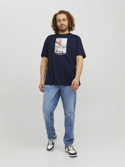 Jack & Jones Copenhagen Photo T-Shirt Navy - Kratke Majice - Moške kratke majice za močnejše postave
