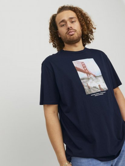 Jack & Jones Copenhagen Photo T-Shirt Navy - Kratke Majice - Moške kratke majice za močnejše postave