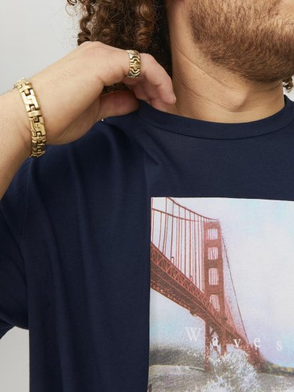 Jack & Jones Copenhagen Photo T-Shirt Navy - Kratke Majice - Moške kratke majice za močnejše postave